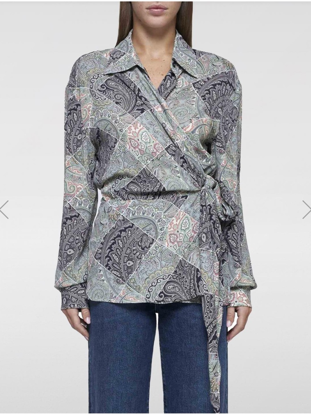 Etro Multicoloured Paisley Print Wrap Top in White Base
